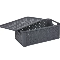 Gifi Rangement|Box de rangement Arianna effet tressé 4 L gris
