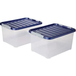 Gifi Rangement|Box de rangement avec fermeture clips 25L x2 - 44x31xH23cm