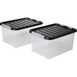 Gifi Rangement|Box de rangement avec fermeture clips 25L x2 - 44x31xH23cm