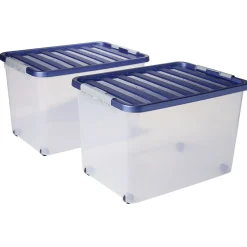 Gifi Rangement|Box de rangement avec fermeture clips 45L x2 - 52x36,5xH34cm