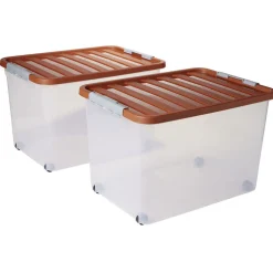 Gifi Rangement|Box de rangement avec fermeture clips 45L x2 - 52x36,5xH34cm