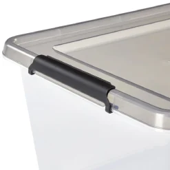 Gifi Rangement|Box de rangement en plastique 40L avec roulettes fermeture à clips x2