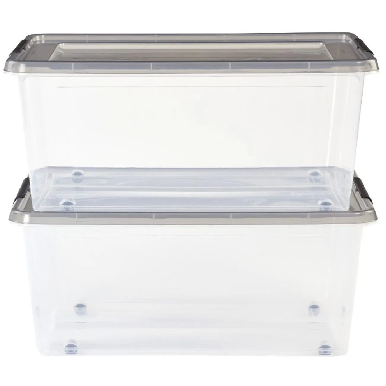 Gifi Rangement|Box de rangement en plastique 40L avec roulettes fermeture à clips x2