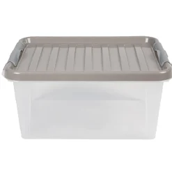 Gifi Entretien Du Linge|Box de rangement grise 14 L à clip