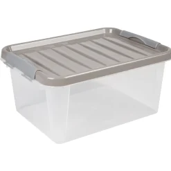 Gifi Entretien Du Linge|Box de rangement grise 14 L à clip