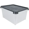 Gifi Entretien Du Linge|Box de rangement hermétique 33 L transparent et gris