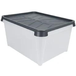 Gifi Entretien Du Linge|Box de rangement hermétique 33 L transparent et gris