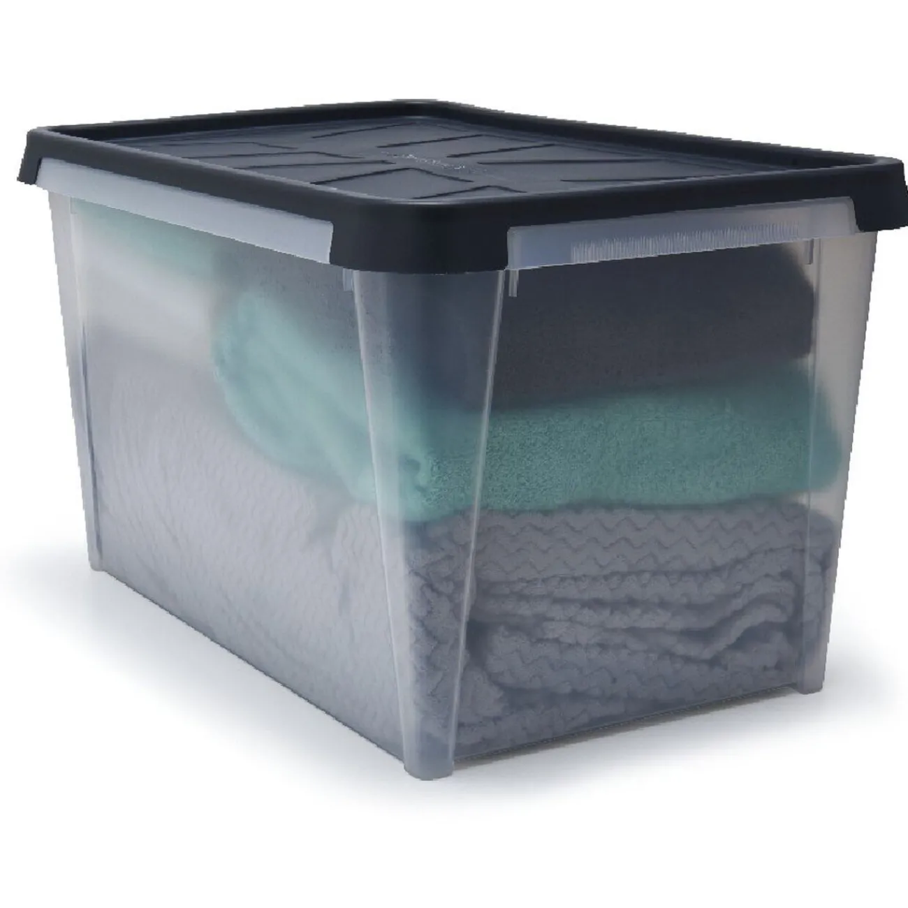Gifi Rangement|Box de rangement hermétique 50 L transparent et gris
