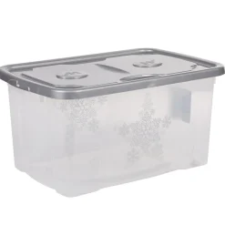Gifi Rangement|Box de rangement Noël transparent gris 44 L