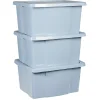 Gifi Rangement|Box de rangement plastique bleu 30L x3