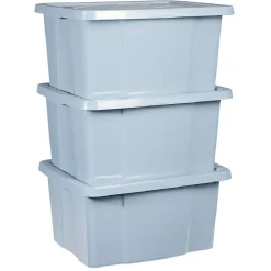 Gifi Rangement|Box de rangement plastique bleu 30L x3
