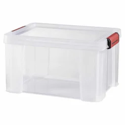 Gifi Rangement|Box de rangement transparente couvercle clips rouge 17 L