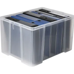 Gifi Rangement|Box de rangement transparente couvercle clips rouge 45 L