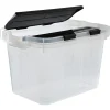 Gifi Rangement|Box de rangement transparent couvercle fractionnable noir 10 L