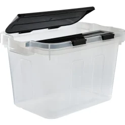 Gifi Rangement|Box de rangement transparent couvercle fractionnable noir 10 L