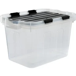 Gifi Rangement|Box de rangement transparent couvercle fractionnable noir 10 L