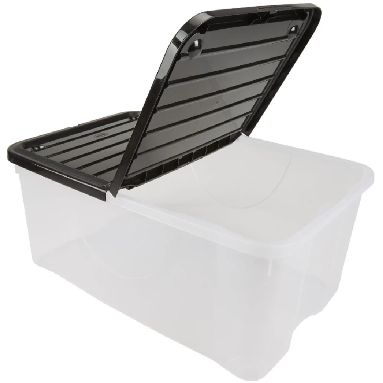 Gifi Rangement|Box de rangement transparent couvercle papillon noir opaque 40L