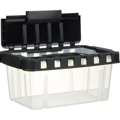 Gifi Rangement|Box de rangement transparent couvercle fractionnable noir 10 L