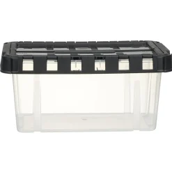 Gifi Rangement|Box de rangement transparent couvercle fractionnable noir 10 L