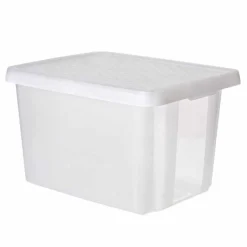 Gifi Rangement|Box Essentiels couvercle blanc transparent 45 L x2