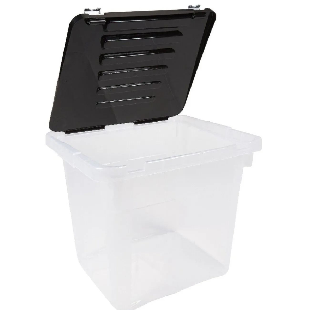 Gifi Rangement|Box plastique couvercle noir clipsable 36 L x3