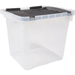 Gifi Rangement|Box plastique couvercle noir clipsable 36 L x3