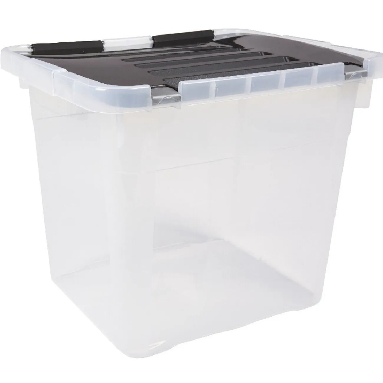 Gifi Rangement|Box plastique couvercle noir clipsable 36 L x3