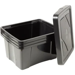 Gifi Rangement|Box plastique noir 30L x3