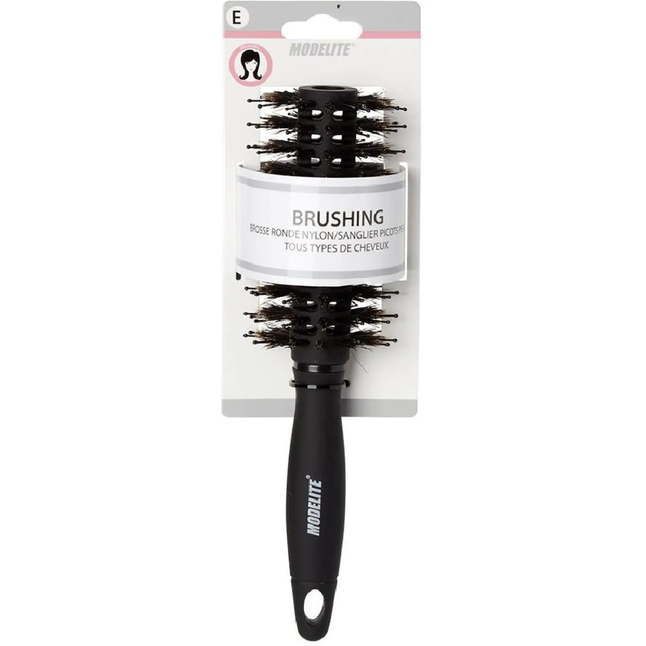 Gifi Beauté^Brosse à brushing picots nylon/sanglier perlés Ø24 mm