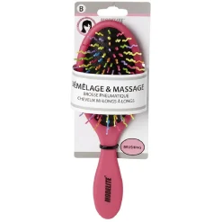 Gifi Beauté^Brosse pneumatique ovale picots perlés pvc multicolore fuchsia