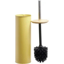 Gifi Equipement Wc^Brosse WC cylindrique bambou et métal jaune naturel