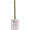 Gifi Equipement Wc^Brosse WC manche doré socle grès motif feuillage blanc vert Ø9,2xH36cm