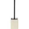 Gifi Equipement Wc^Brosse WC socle carré grès rayure verticale blanc beige 9,2x9,2xH36cm