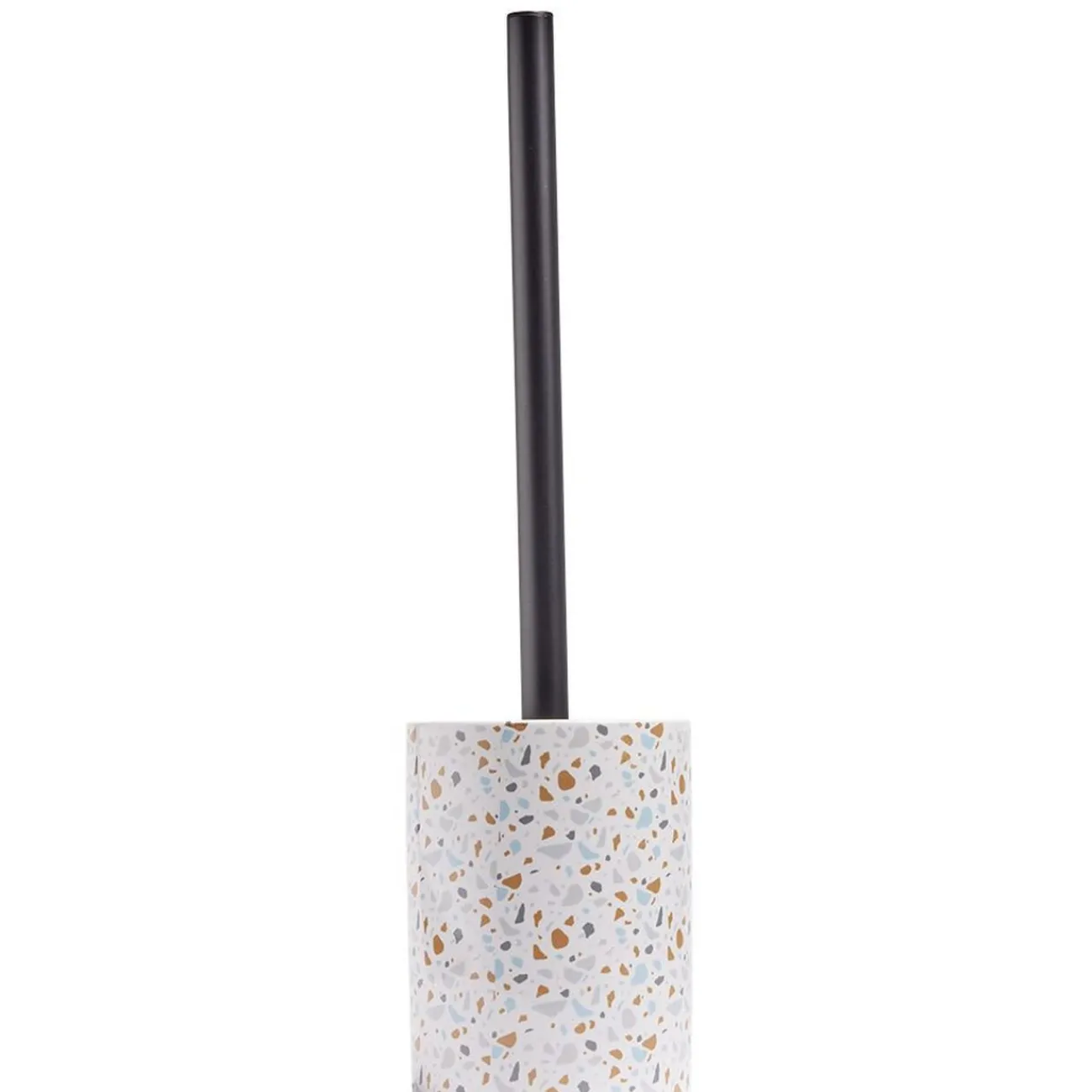 Gifi Equipement Wc^Brosse WC socle rond grès terrazzo blanc bleu marron Ø9,2xH36cm