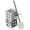 Gifi Equipement Wc^Brosse WC support céramique carreau de ciment blanc et bleu