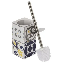 Gifi Equipement Wc^Brosse WC support céramique carreau de ciment blanc et bleu