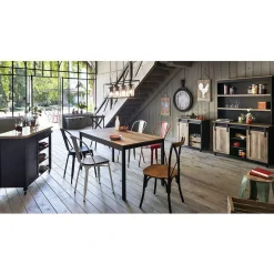 Gifi Rangement|Buffet haut Florence noir et miel 2 étagères