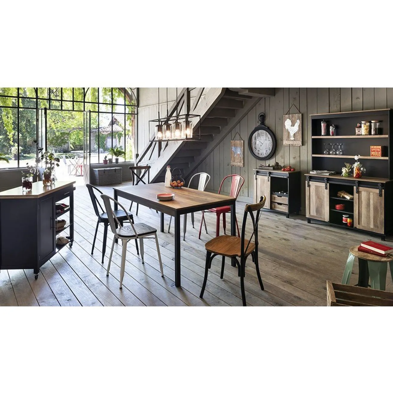 Gifi Rangement|Buffet haut Florence noir et miel 2 étagères