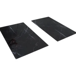 Gifi Cache plaque de cuisson en verre noir effet marbre 52x30cm
