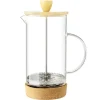 Gifi Cafetière à piston en verre, acier et bambou 1L