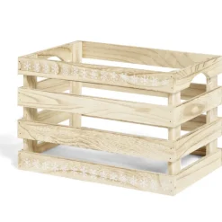 Gifi Rangement|Cagette en bois motif flocon blanc 28x18xH18cm