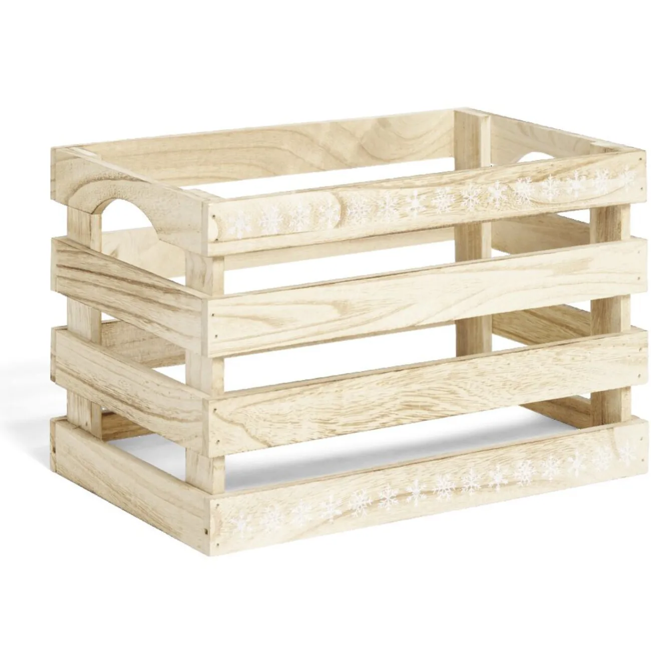 Gifi Rangement|Cagette en bois motif flocon blanc 28x18xH18cm