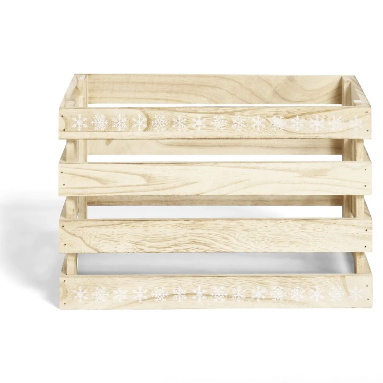 Gifi Rangement|Cagette en bois motif flocon blanc 28x18xH18cm