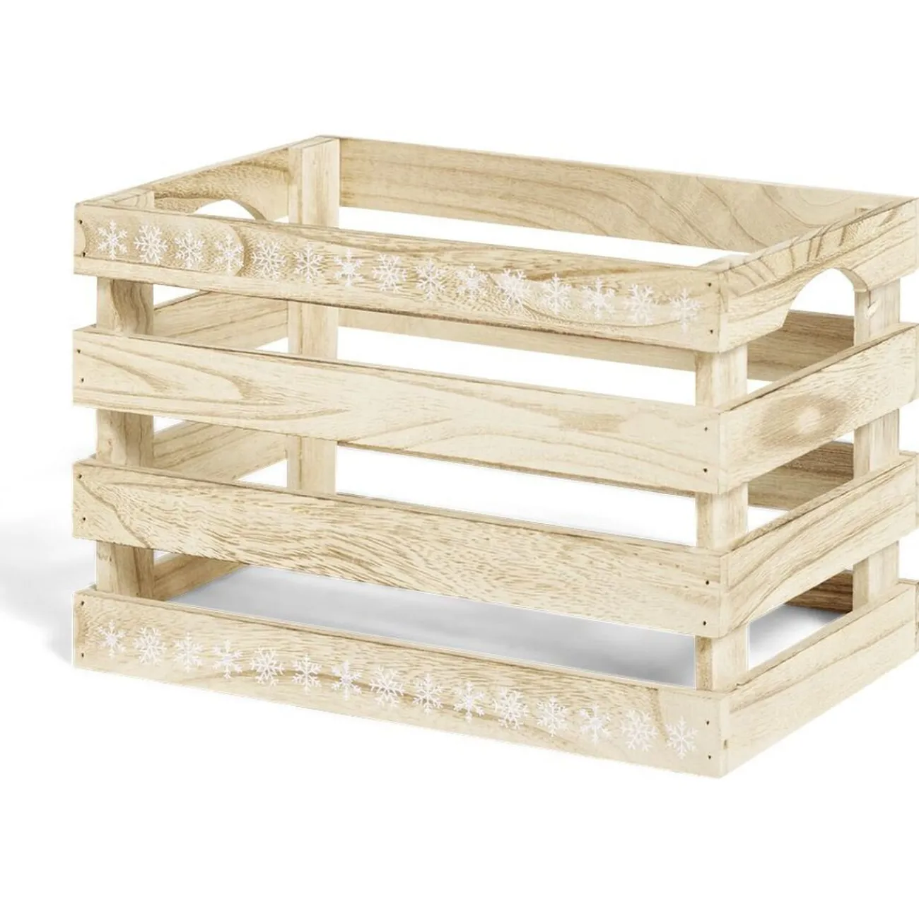 Gifi Rangement|Cagette en bois motif flocon blanc 28x18xH18cm