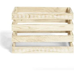 Gifi Rangement|Cagette en bois motif flocon blanc 28x18xH18cm