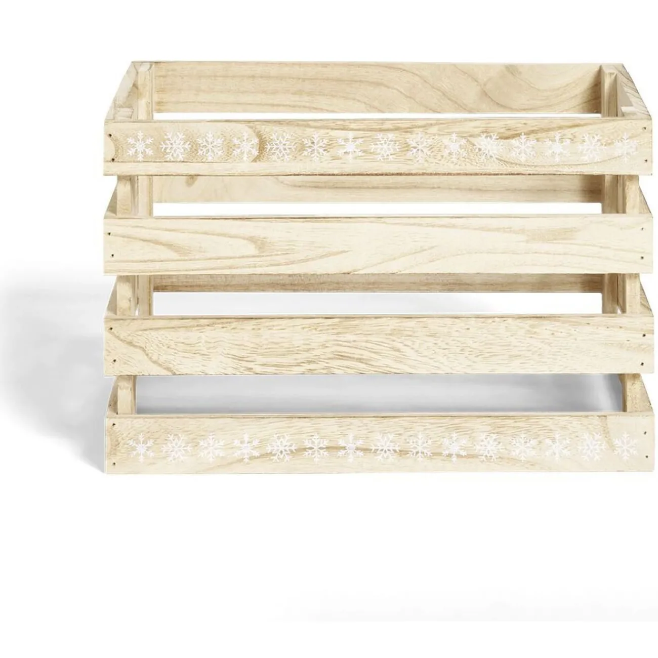 Gifi Rangement|Cagette en bois motif flocon blanc 28x18xH18cm