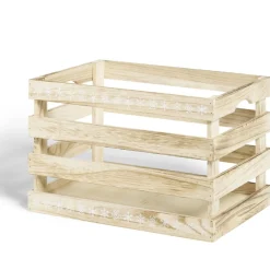 Gifi Rangement|Cagette en bois motif flocon blanc 33x23xH21cm