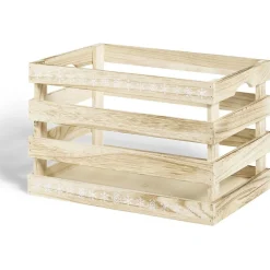 Gifi Rangement|Cagette en bois motif flocon blanc 33x23xH21cm