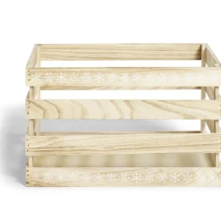 Gifi Rangement|Cagette en bois motif flocon blanc 38x28xH23cm