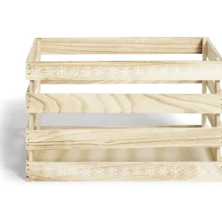 Gifi Rangement|Cagette en bois motif flocon blanc 38x28xH23cm